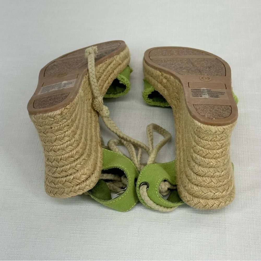 Natural Reflections Women's size 6 Lime Green Espadrille Wedge Sandals